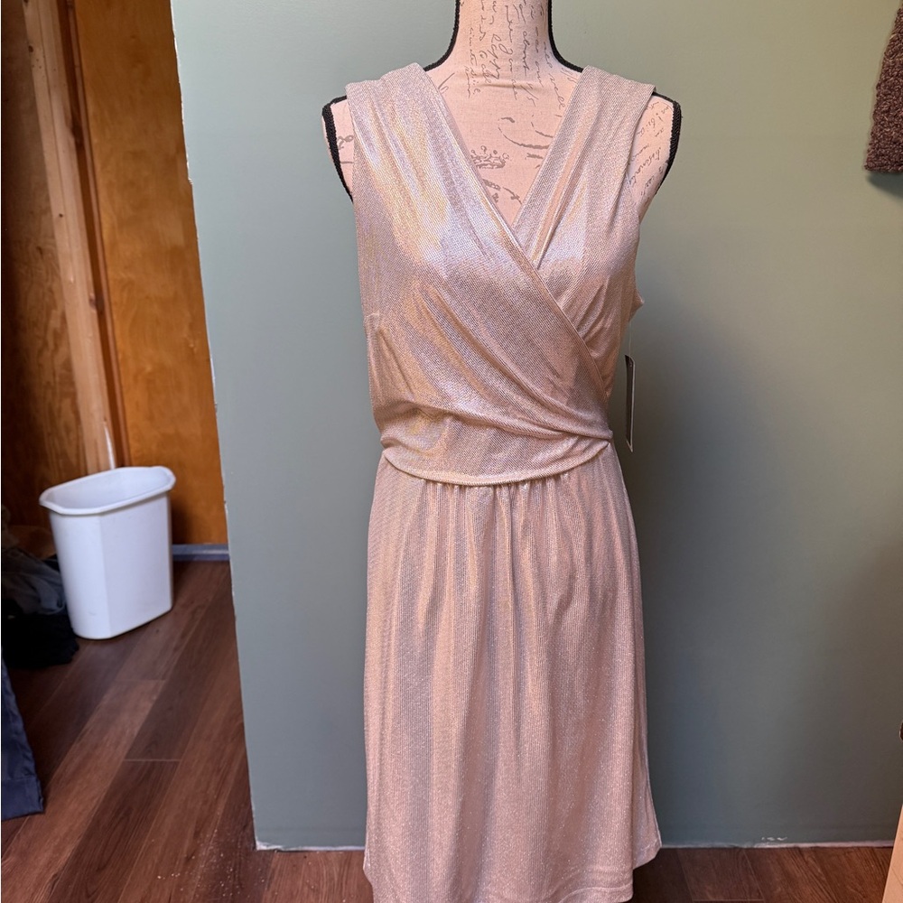 Shimmering Gold/Champagne Midi Dress